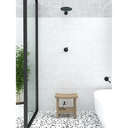 Banc de douche en teck Sumba avec étagère, breveté