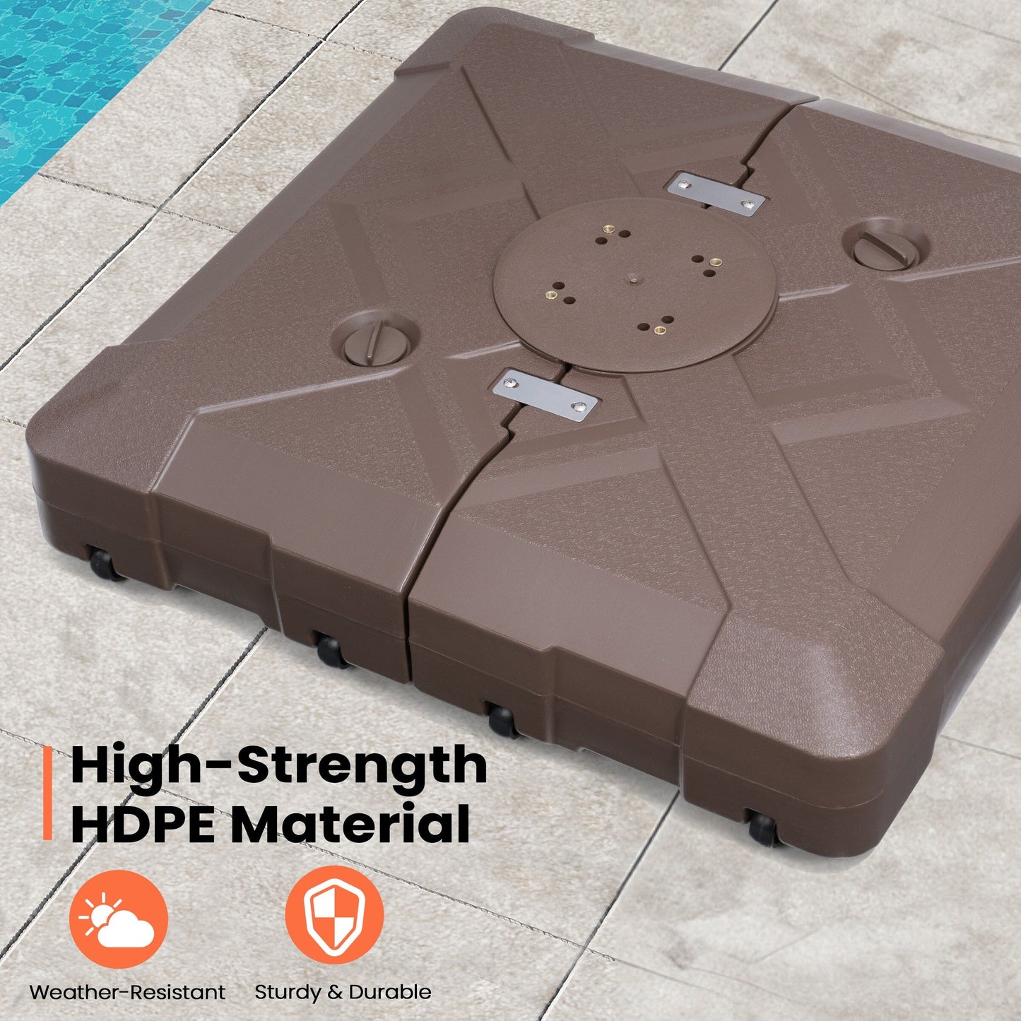 Pellebant Pied de parasol cantilever de patio de 220 lbs avec roulettes - N/A