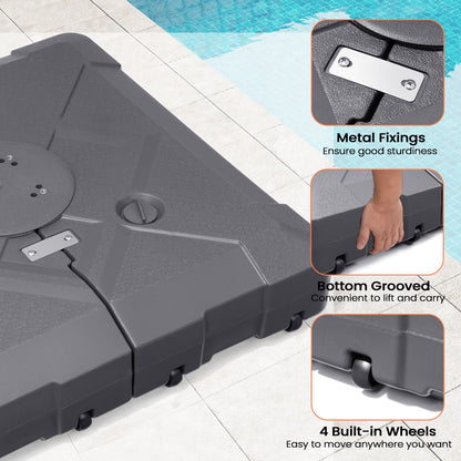 Pellebant Pied de parasol cantilever de patio de 220 lbs avec roulettes - N/A