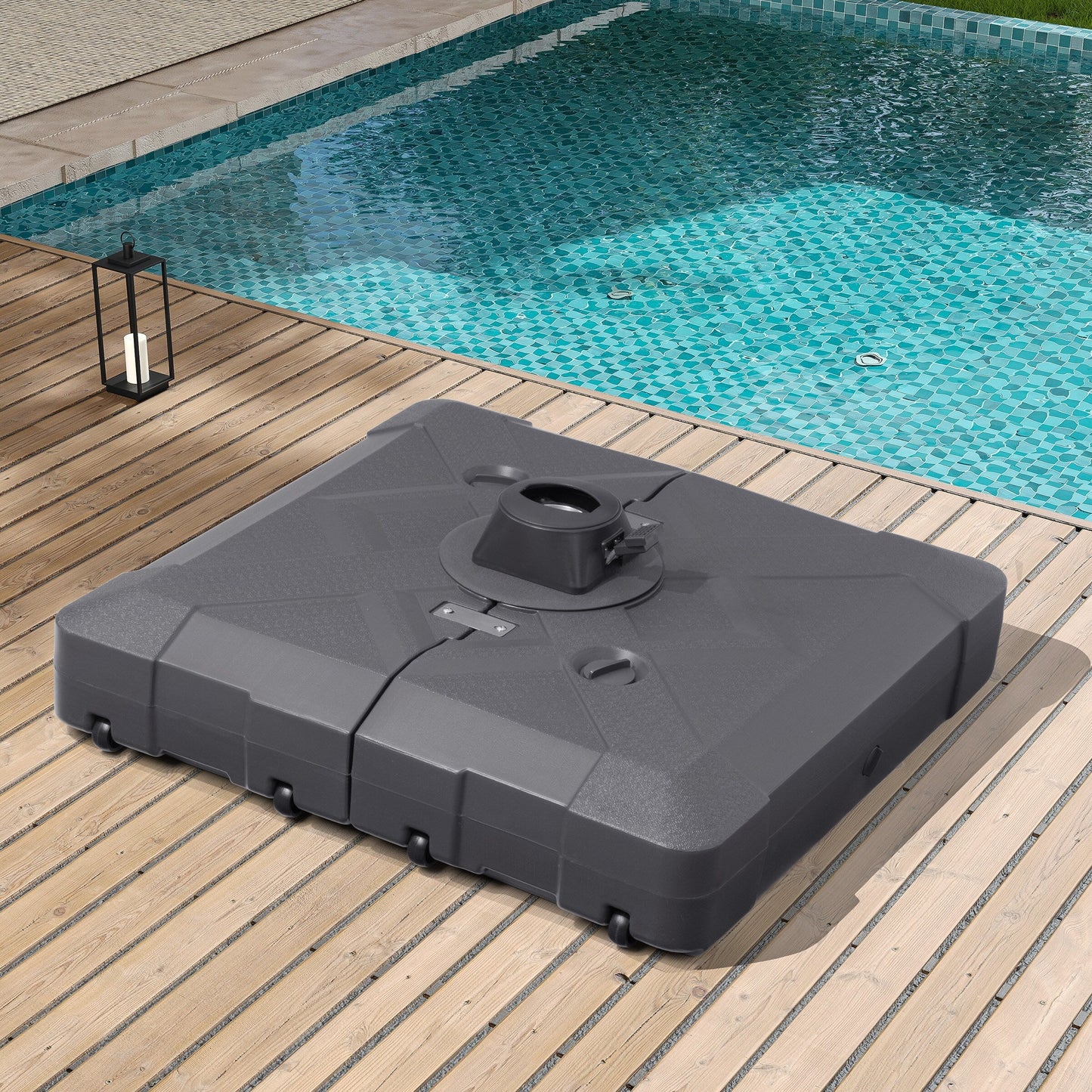 Pellebant Pied de parasol cantilever de patio de 220 lbs avec roulettes - N/A