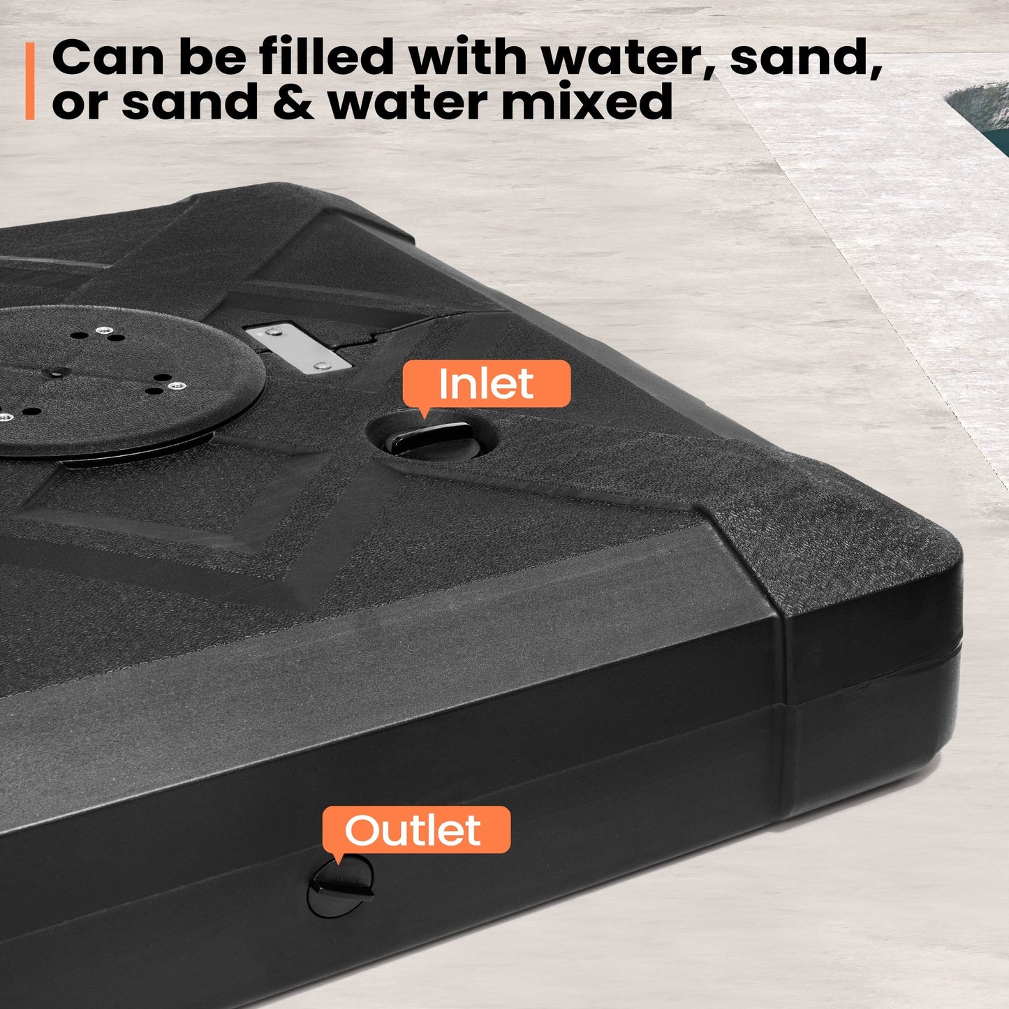 Pellebant Pied de parasol cantilever de patio de 220 lbs avec roulettes - N/A