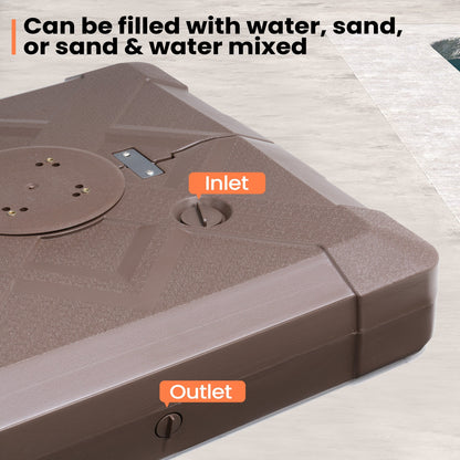 Pellebant Pied de parasol cantilever de patio de 220 lbs avec roulettes - N/A