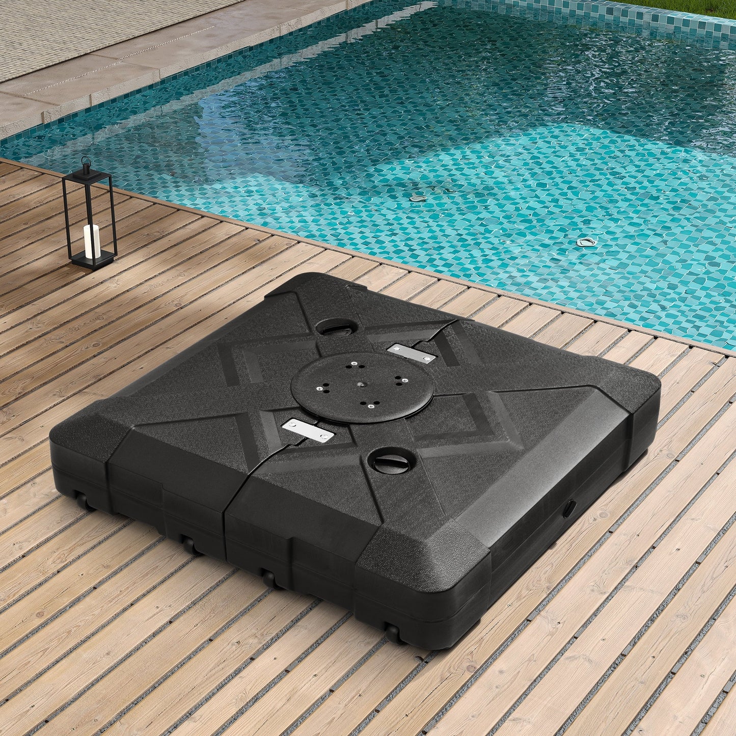 Pellebant Pied de parasol cantilever de patio de 220 lbs avec roulettes - N/A