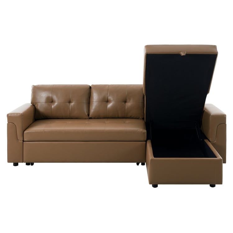 Canapé d'angle réversible avec lit escamotable, chaise longue avec rangement intégré, pieds robustes,