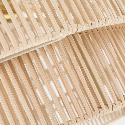 Piersan Lustre moderne bohème à 5 lumières avec abat-jour en rotin à plusieurs niveaux - 66 cm de largeur