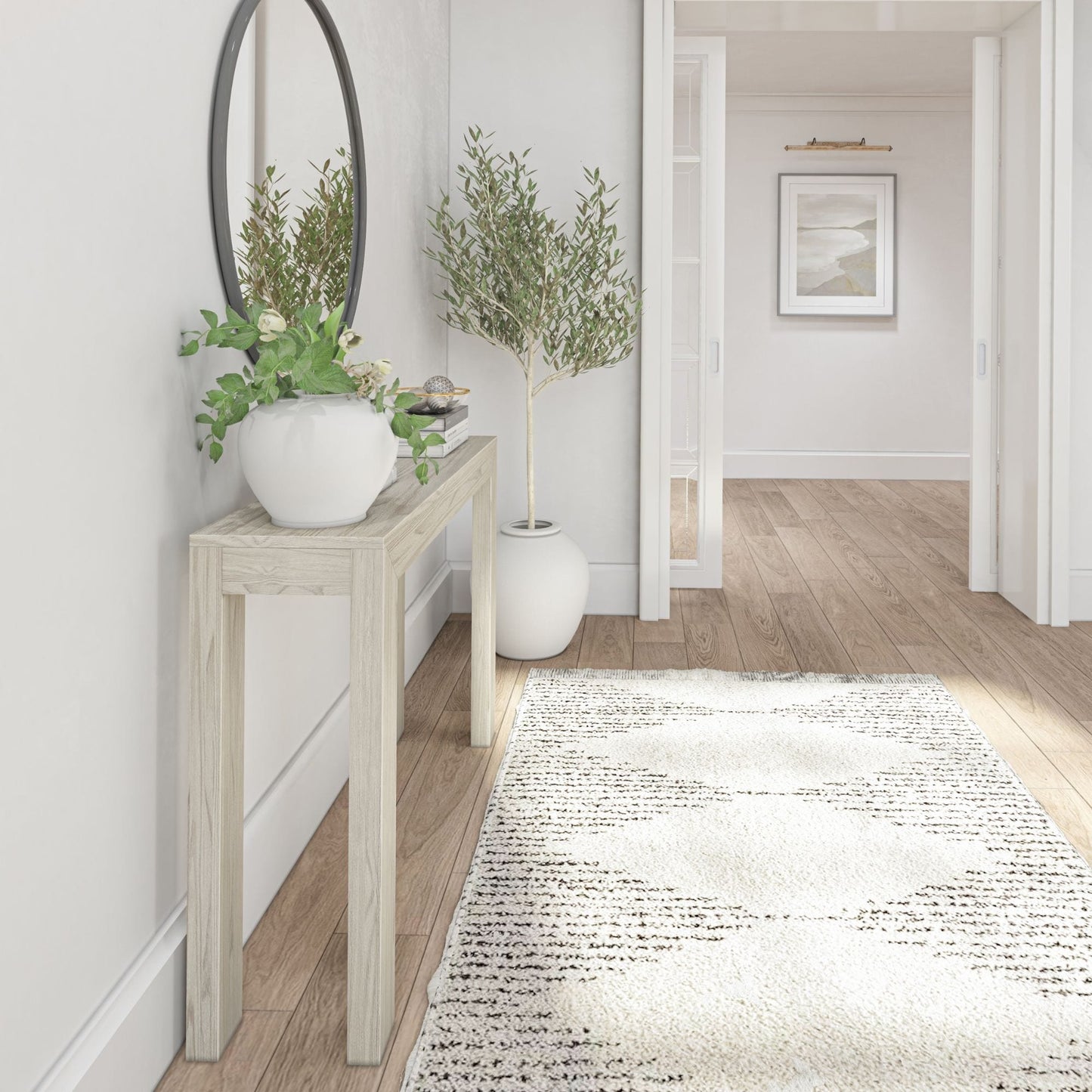 Table console moderne à structure de poutres et de planches - 46