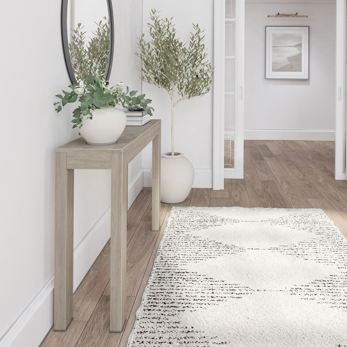 Table console moderne à structure de poutres et de planches - 46