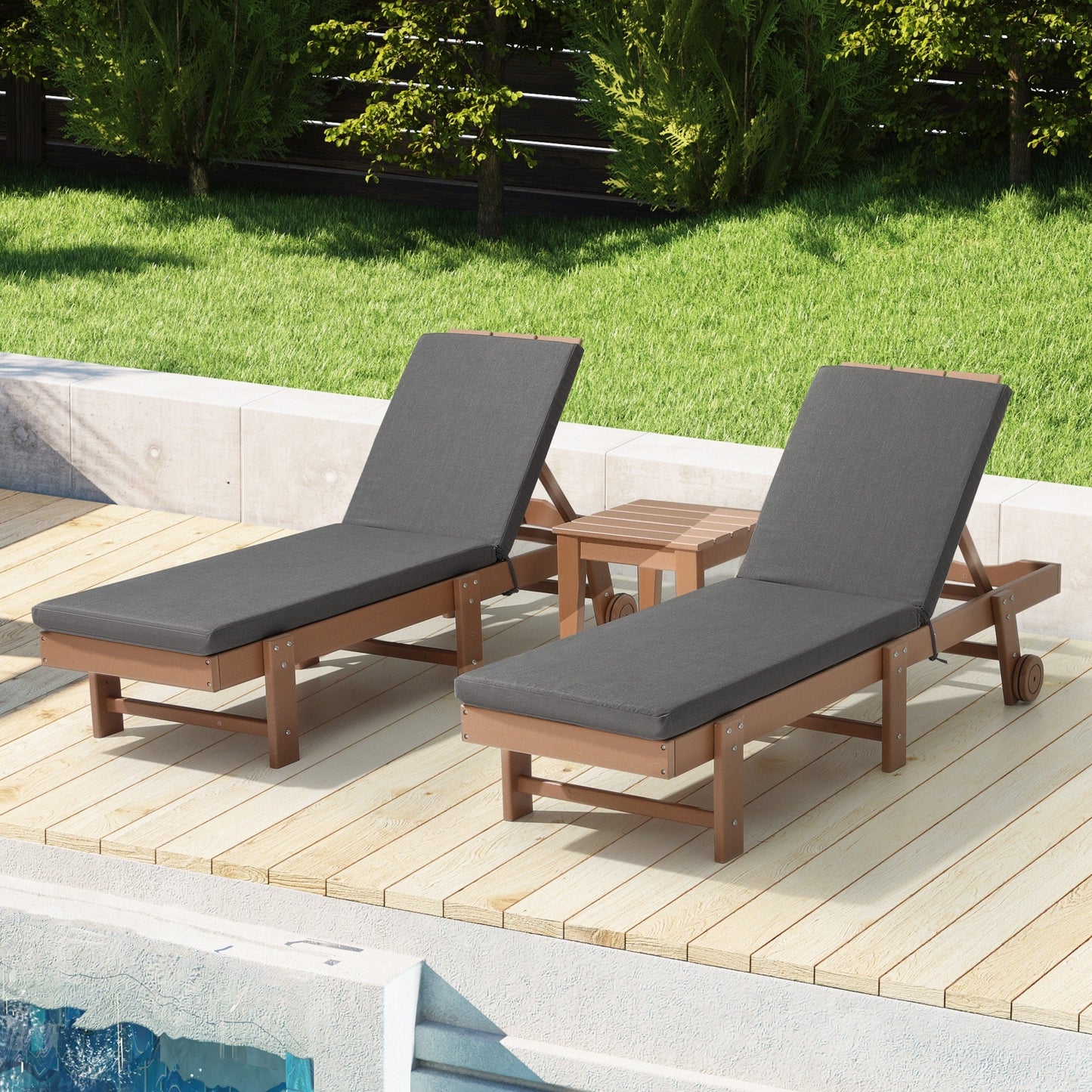 Coussins de chaise longue d'extérieur pour patio, résistants aux intempéries et aux décolorations, de la marque Polytrends - (lot de 2)