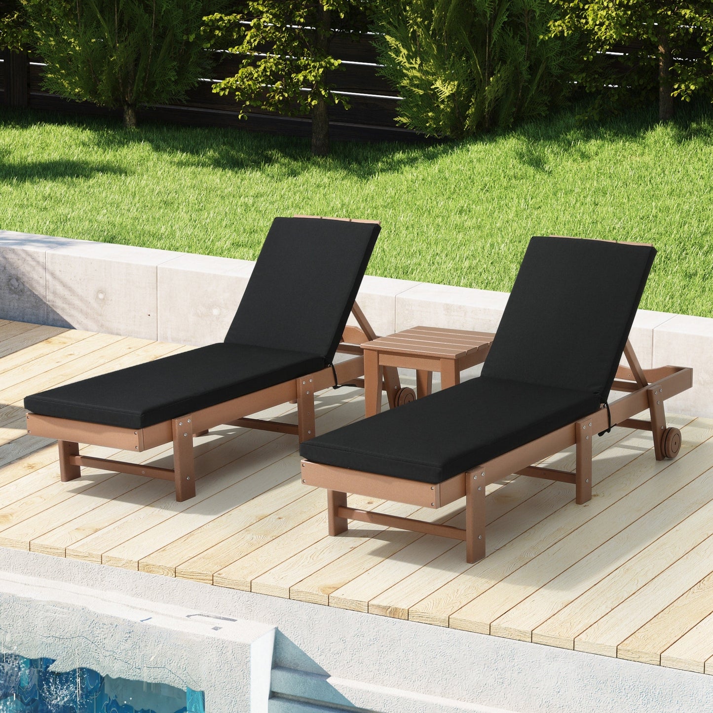Coussins de chaise longue d'extérieur pour patio, résistants aux intempéries et aux décolorations, de la marque Polytrends - (lot de 2)