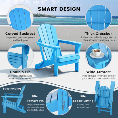 Chaise de jardin Adirondack pliable, résistante à la décoloration et aux intempéries, modèle Laguna de Polytrends