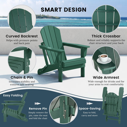 Chaise de jardin Adirondack pliable, résistante à la décoloration et aux intempéries, modèle Laguna de Polytrends