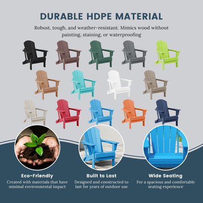 Chaise de jardin Adirondack pliable, résistante à la décoloration et aux intempéries, modèle Laguna de Polytrends