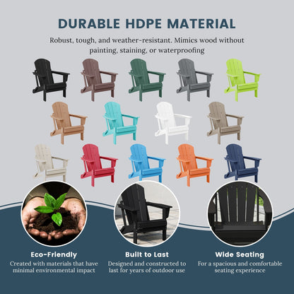 Chaise de jardin Adirondack pliable, résistante à la décoloration et aux intempéries, modèle Laguna de Polytrends