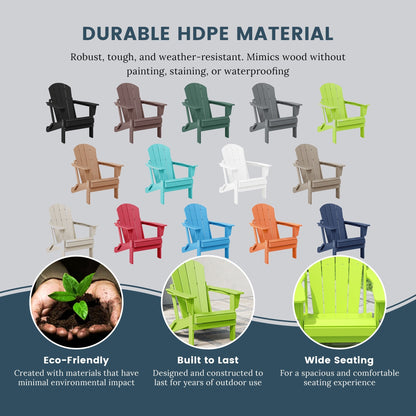 Chaise de jardin Adirondack pliable, résistante à la décoloration et aux intempéries, modèle Laguna de Polytrends