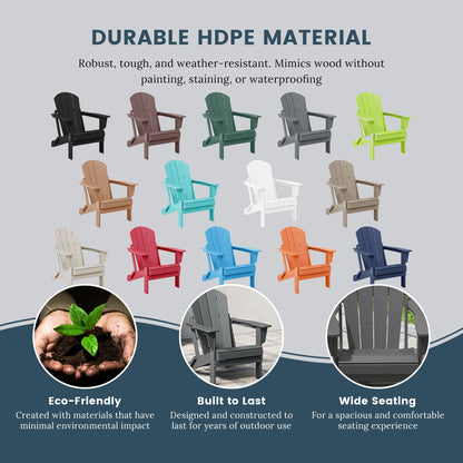 Chaise de jardin Adirondack pliable, résistante à la décoloration et aux intempéries, modèle Laguna de Polytrends