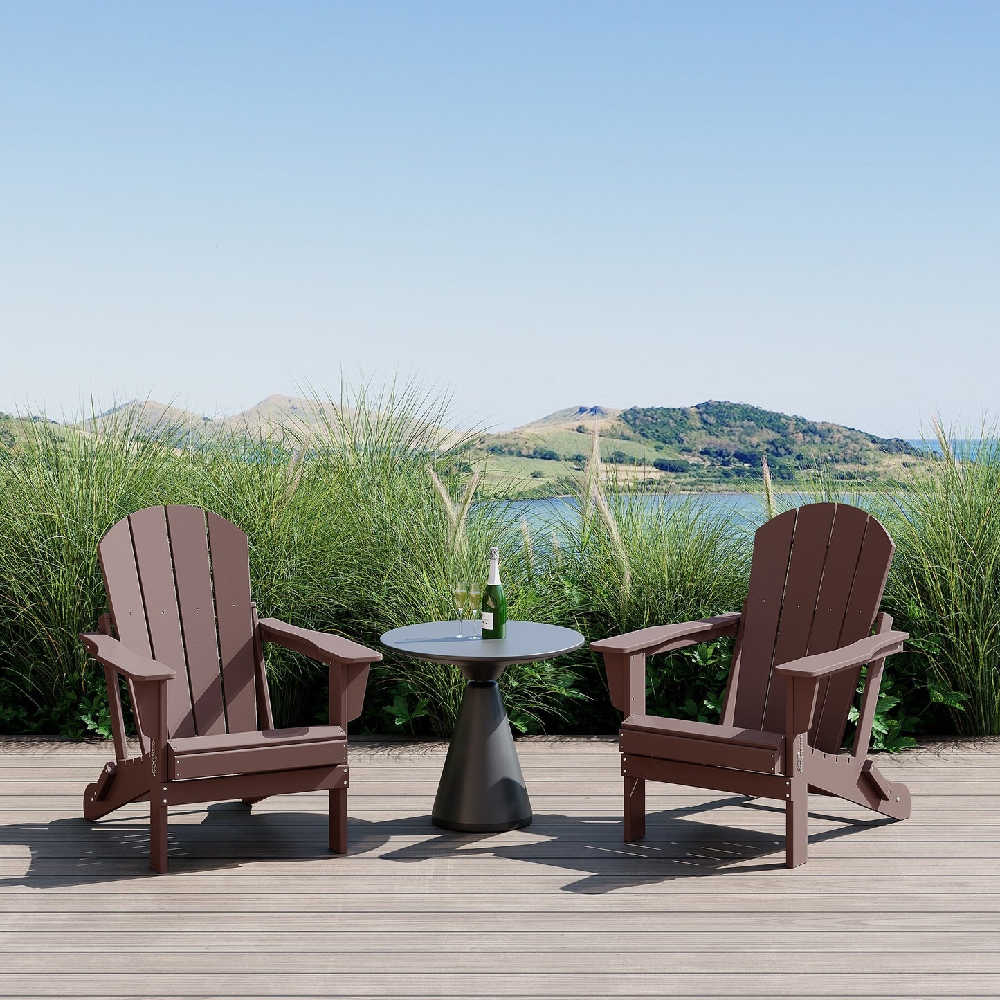 Polytrends Laguna Fauteuils de jardin pliants Adirondack résistants aux intempéries (lot de 2)