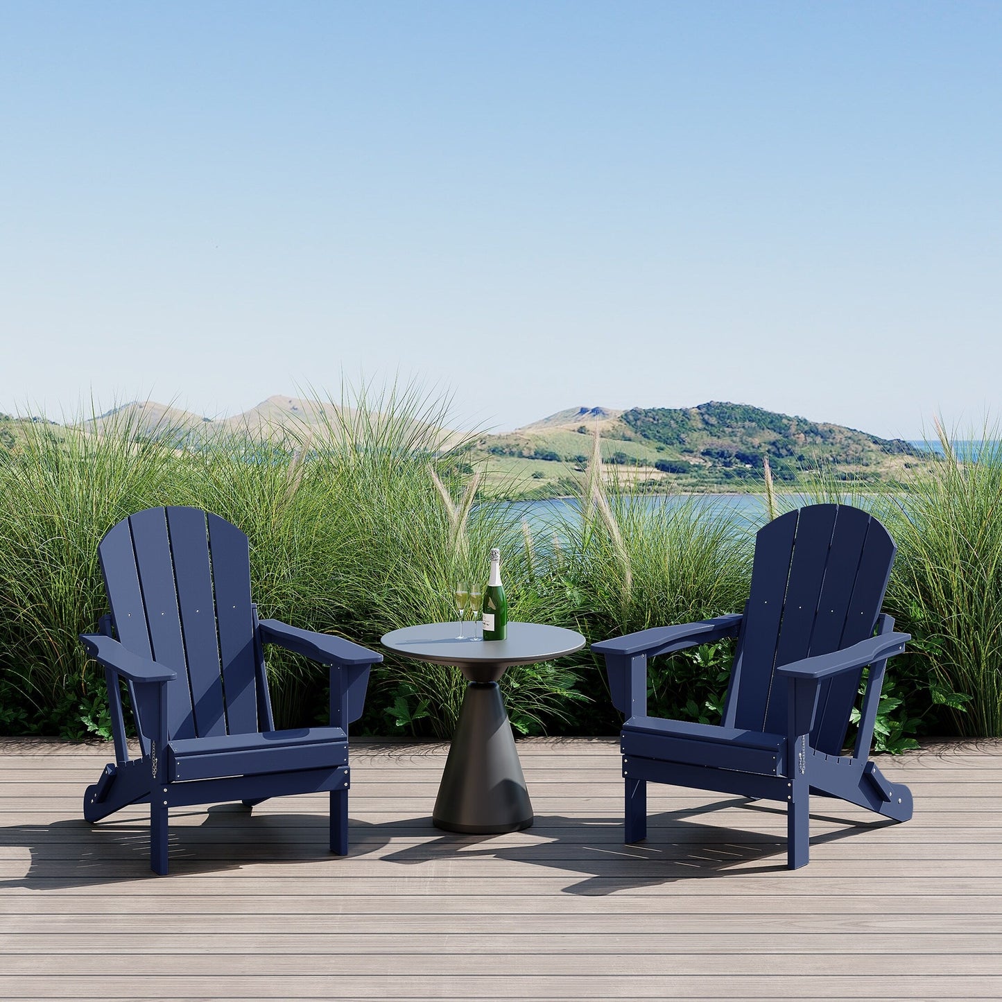 Polytrends Laguna Fauteuils de jardin pliants Adirondack résistants aux intempéries (lot de 2)