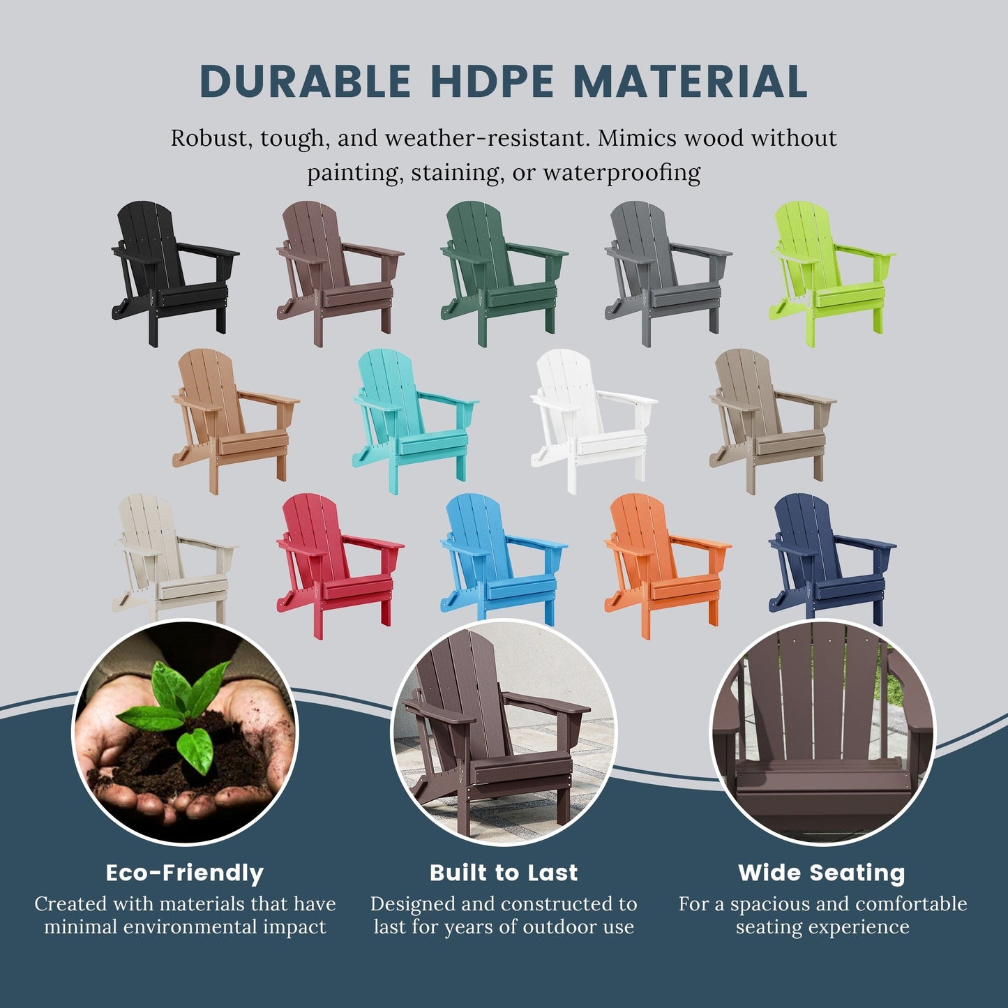 Chaises de jardin pliantes Adirondack Polytrends Laguna résistantes aux intempéries (lot de 4)