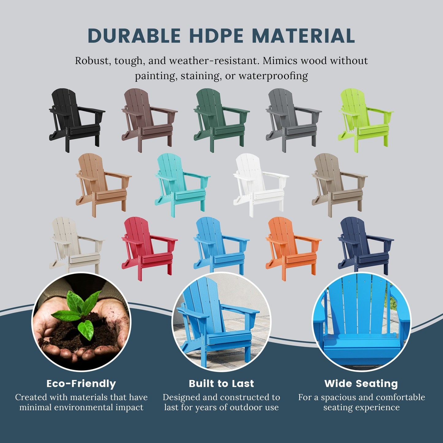 Chaises de jardin pliantes Adirondack Polytrends Laguna résistantes aux intempéries (lot de 4)