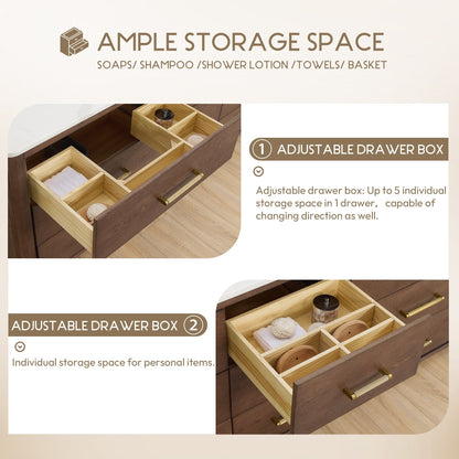 Meuble-lavabo Porto avec plan de toilette en pierre de quartz blanche, sans miroir.