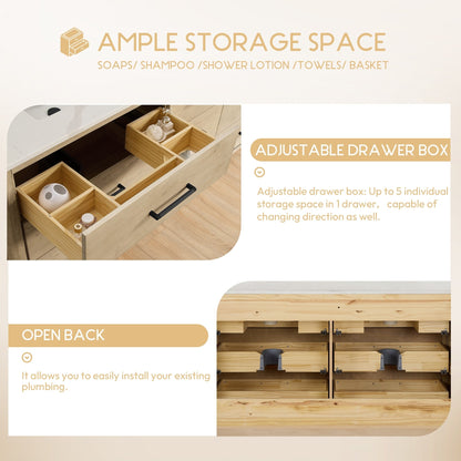 Meuble-lavabo Porto avec plan de toilette en pierre de quartz blanche, sans miroir.