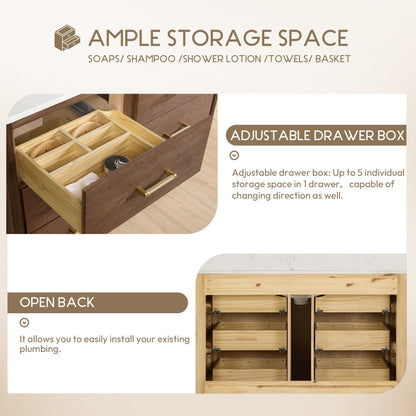 Meuble-lavabo Porto avec plan de toilette en pierre de quartz blanche, sans miroir.