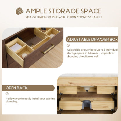 Meuble-lavabo Porto avec plan de toilette en pierre de quartz blanche, sans miroir.