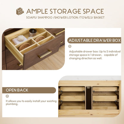 Meuble-lavabo Porto avec plan de toilette en pierre de quartz blanche, sans miroir.