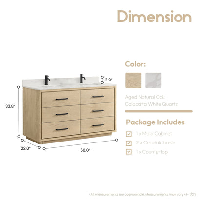 Meuble-lavabo Porto avec plan de toilette en pierre de quartz blanche, sans miroir.