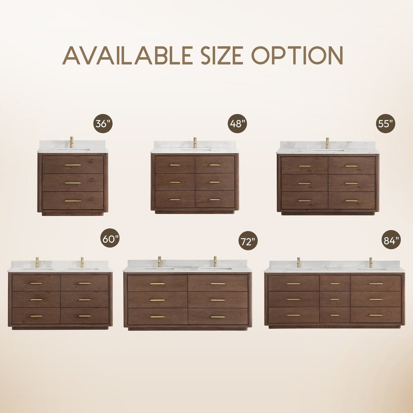 Meuble-lavabo Porto avec plan de toilette en pierre de quartz blanche, sans miroir.