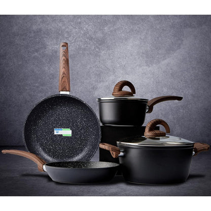 Ensemble de casseroles et poêles antiadhésives, ensemble de cuisine en céramique avec motifs, ensemble de cuisine à induction avec poêles, cocotte avec couvercles