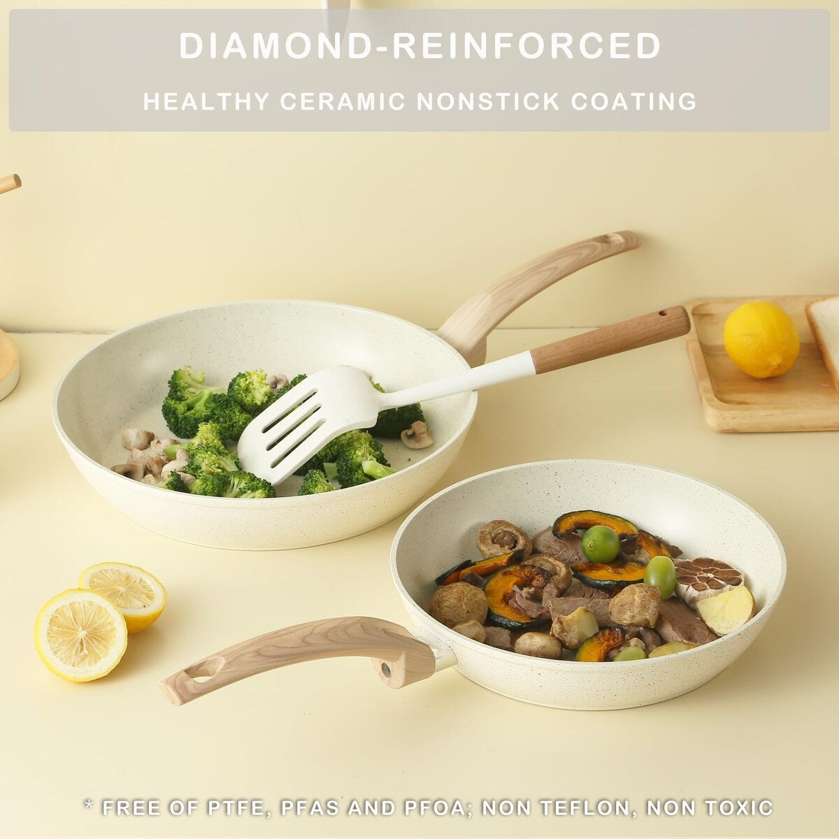 Ensemble de casseroles et poêles antiadhésives, ensemble de cuisine en céramique antiadhésif avec poêle, casserole, sauteuse et cocotte.