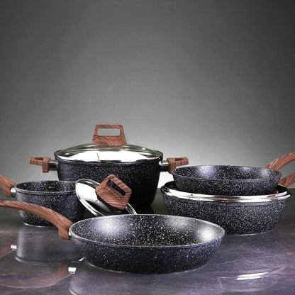 Ensemble de casseroles et poêles antiadhésives, ensemble de cuisine en céramique antiadhésif avec poêle, casserole, sauteuse et cocotte.