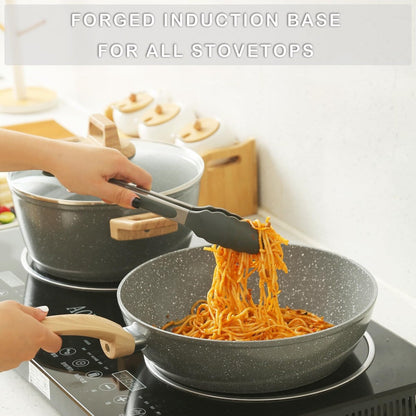 Ensemble de casseroles et poêles antiadhésives, ensemble de cuisine en céramique antiadhésif avec poêle, casserole, sauteuse et cocotte.