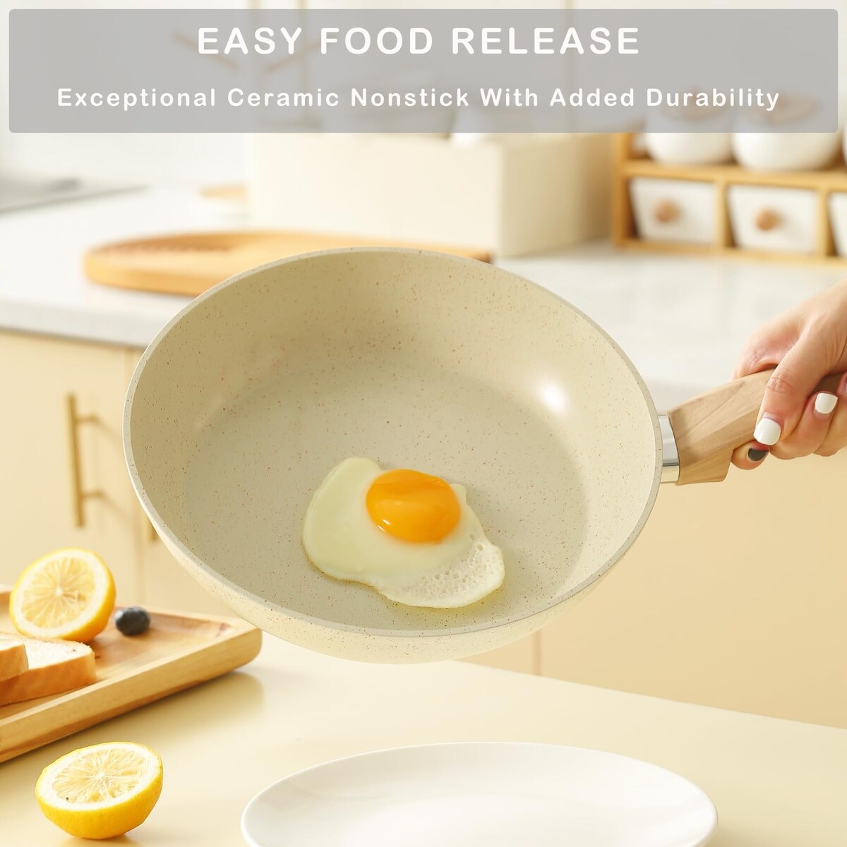 Ensemble de casseroles et poêles antiadhésives, ensemble de cuisine en céramique antiadhésif avec poêle, casserole, sauteuse et cocotte.