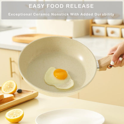 Ensemble de casseroles et poêles antiadhésives, ensemble de cuisine en céramique antiadhésif avec poêle, casserole, sauteuse et cocotte.