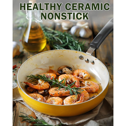 Ensemble de casseroles et poêles antiadhésives, ensemble de cuisine en céramique 10 pièces, ensemble de cuisson antiadhésif avec casseroles.