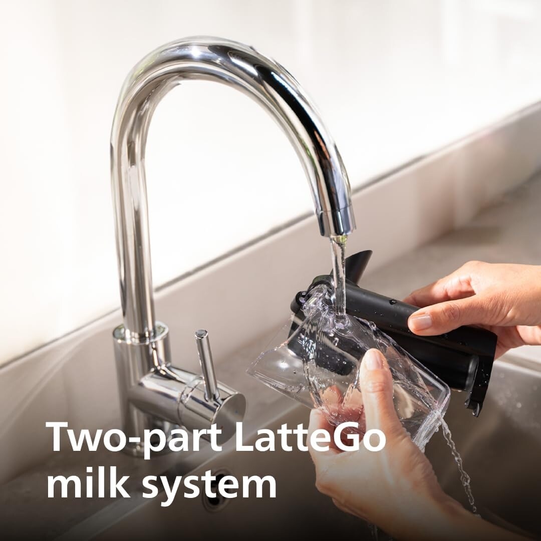 Machine à expresso haut de gamme, 12 cafés chauds/froids, système LatteGo, broyeur céramique, noir chromé