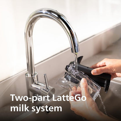 Machine à expresso haut de gamme, 12 cafés chauds/froids, système LatteGo, broyeur céramique, noir chromé