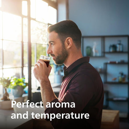 Machine à expresso haut de gamme, 12 cafés chauds/froids, système LatteGo, broyeur céramique, noir chromé