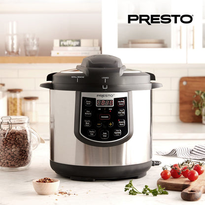 Casserole à pression électrique 6 Qt Presto 02141 Plus mijoteuse programmable, Argent