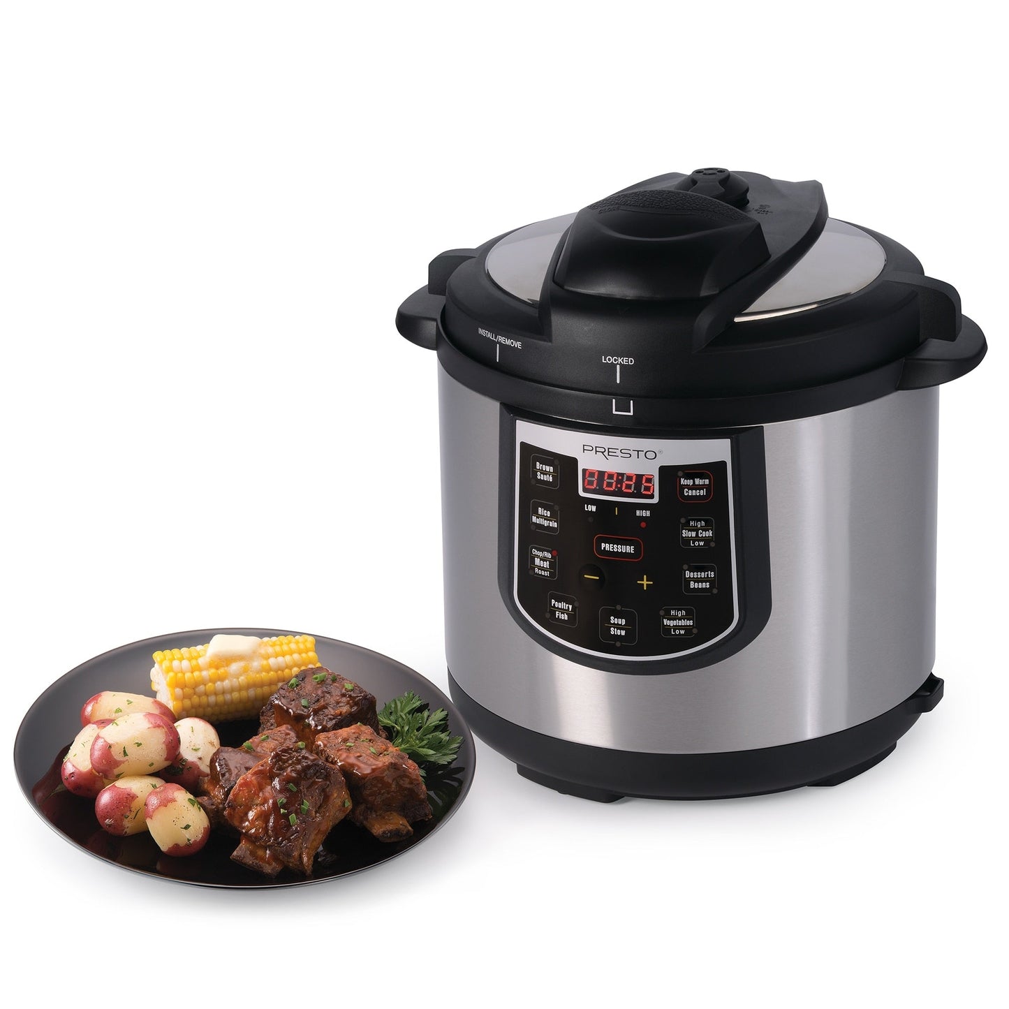 Casserole à pression électrique 6 Qt Presto 02141 Plus mijoteuse programmable, Argent