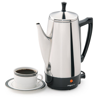 Cafetière Presto en acier inoxydable, percolateur robuste 12 tasses, argent - 2.79
