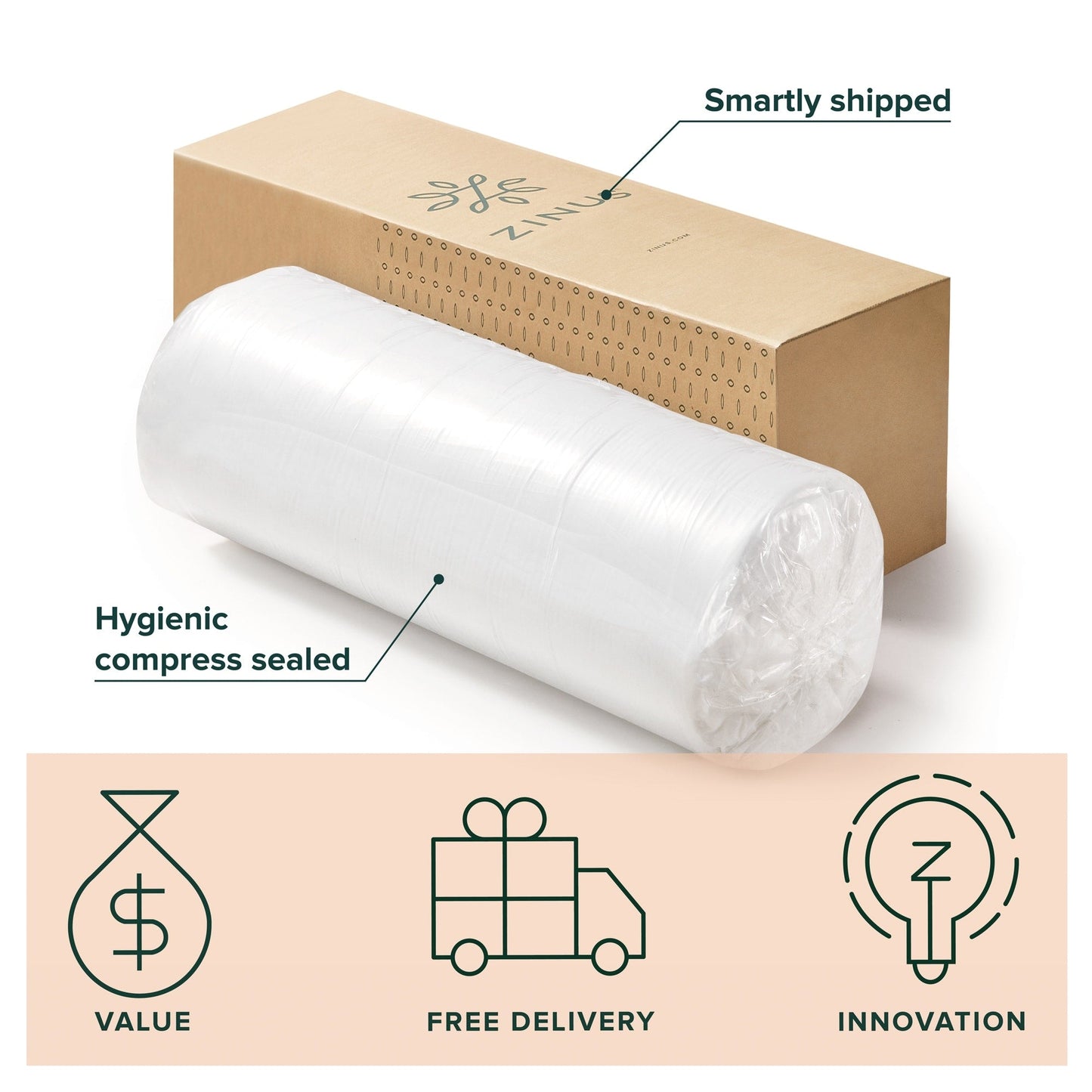 Matelas en mousse à mémoire de forme avec gel au thé vert de 8 pouces Priage by Zinus