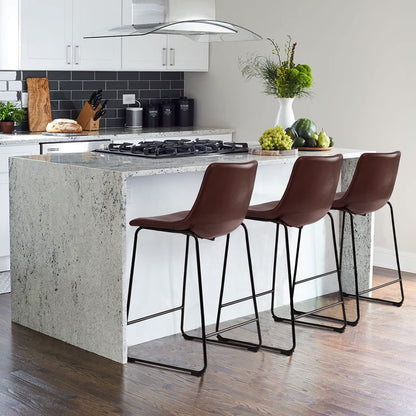 Bossin 18/26/30 inch Bar Stools,Counter Height Bar Stools with Back Modern PU Leather Stools Dining Chair with Footrest