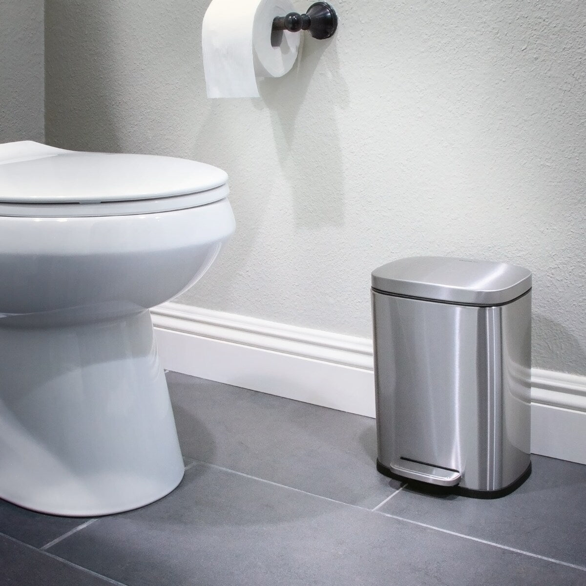 Qualiazero, poubelle à pédale rectangulaire de 13,2 gallons + deux poubelles rectangulaires de 1,3 gallon - Pack familial