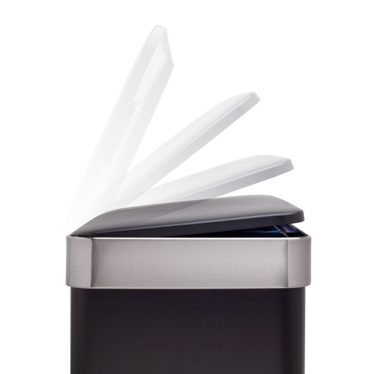 Qualiazero Poubelle de recyclage rectangulaire à ouverture par le pied, 16 gallons (8 gallons pour la partie double) - Acier inoxydable