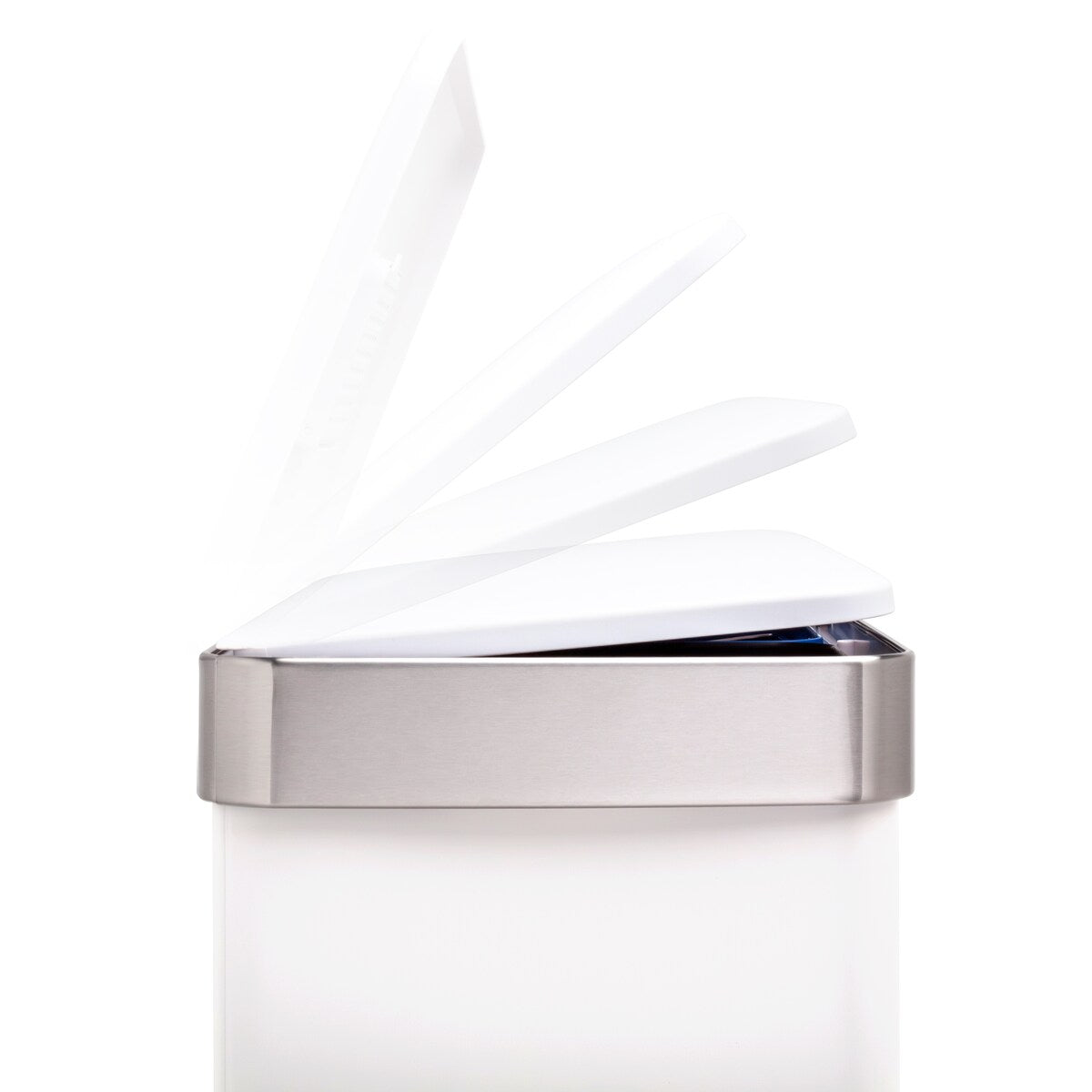 Qualiazero Poubelle de recyclage rectangulaire à ouverture par le pied, 16 gallons (8 gallons pour la partie double) - Acier inoxydable