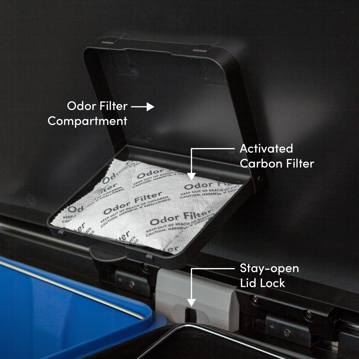 Qualiazero Poubelle de recyclage rectangulaire à ouverture par le pied, 16 gallons (8 gallons pour la partie double) - Acier inoxydable