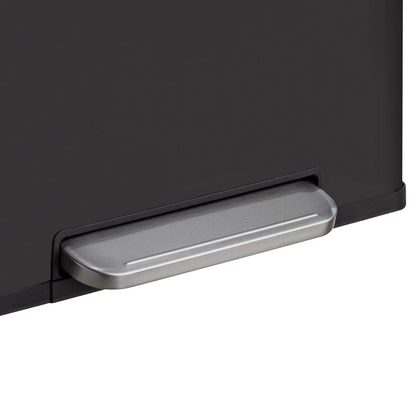 Qualiazero Poubelle de recyclage rectangulaire à ouverture par le pied, 16 gallons (8 gallons pour la partie double) - Acier inoxydable